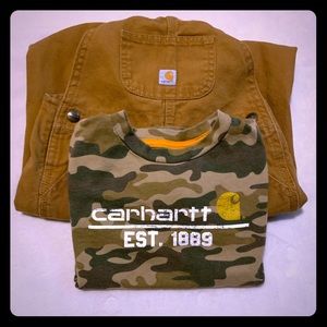 Carhartt cover all’s and tshirt. Size 4t.